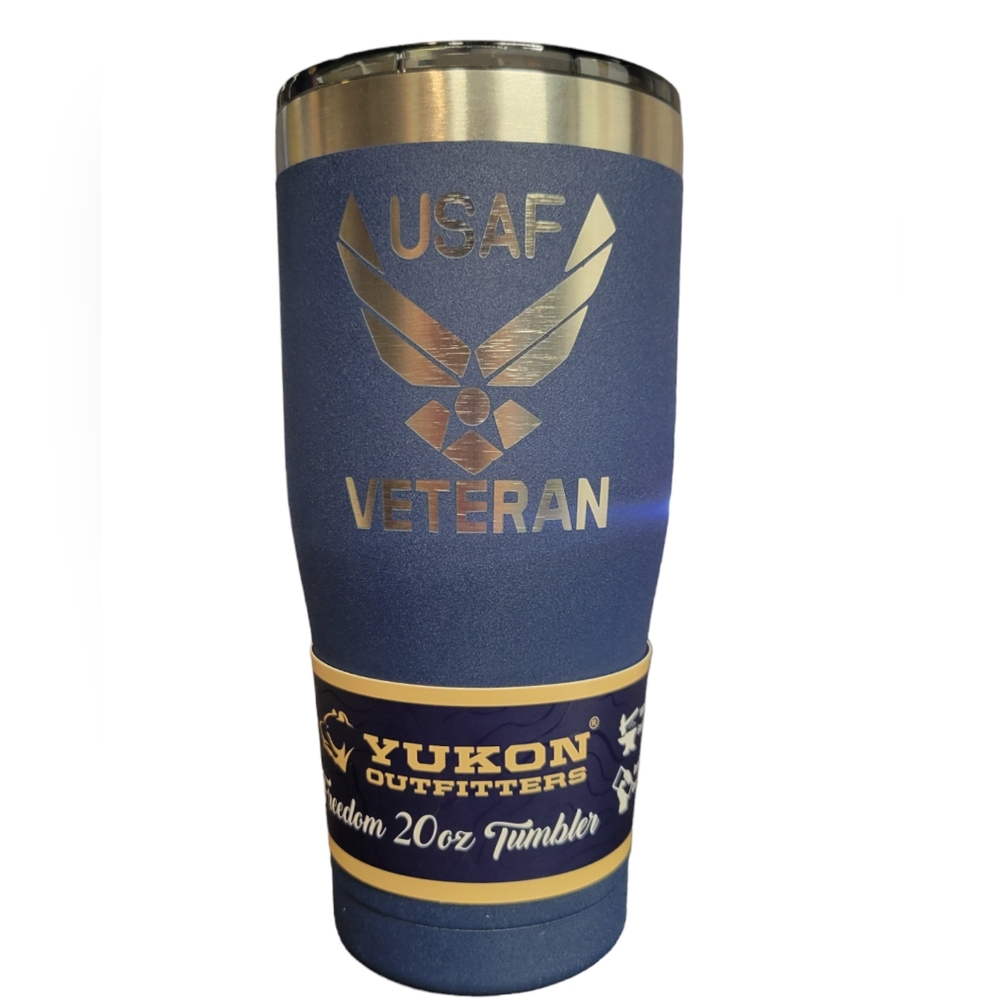 US Air Force Veteran Engraved 20 oz Yukon Outfitters Insulated Tumbler